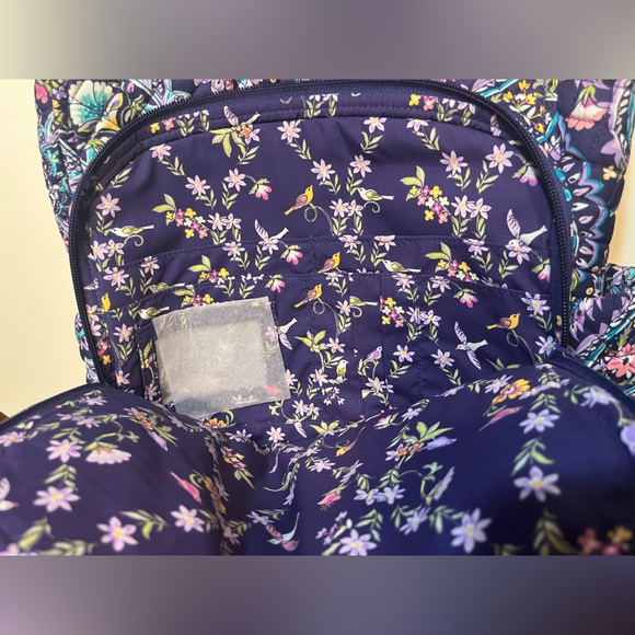 Vera Bradley French Paisley Campus Backpack quilted purple like new - Picture 7 of 12